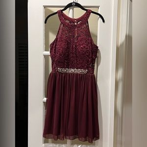 Cute winter dance dress!  Burgundy and sparkly, juniors 11